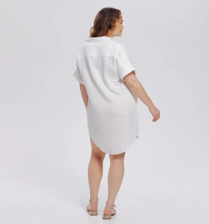 Women Tunic Dress In Cotton Gauze 8211 Ecru Promod Dresses Women Tunic Dress In Cotton Gauze 8211 Ecru Promod Dresses
