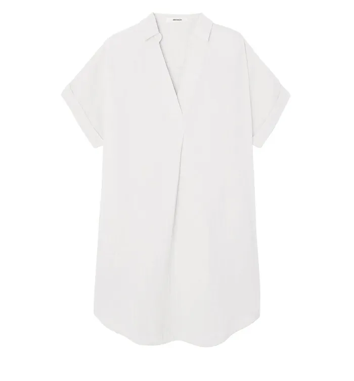 Women Tunic Dress In Cotton Gauze 8211 Ecru Promod Dresses Women Tunic Dress In Cotton Gauze 8211 Ecru Promod Dresses