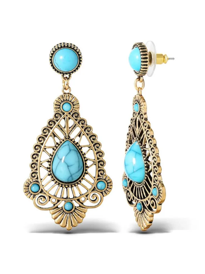 Women Turquoise Stone Filigree Earrings Jessica Simpson Turquoise Collection