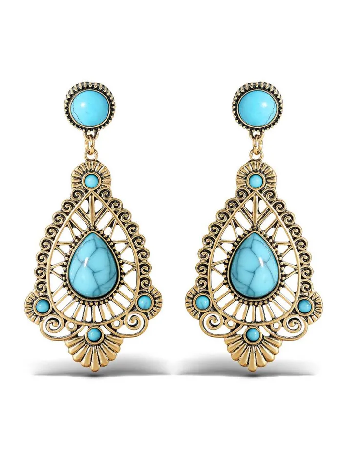 Women Turquoise Stone Filigree Earrings Jessica Simpson Turquoise Collection