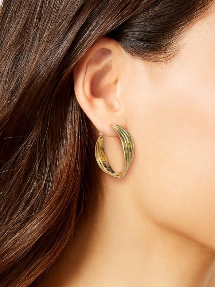 Women Twisted Layered Hoop Earrings In Gold Jessica Simpson Earrings