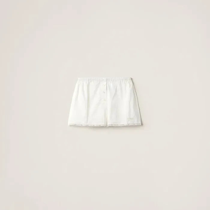 Women Underwear And Beachwear Miu Miu Batiste Boxer Shorts Ivory