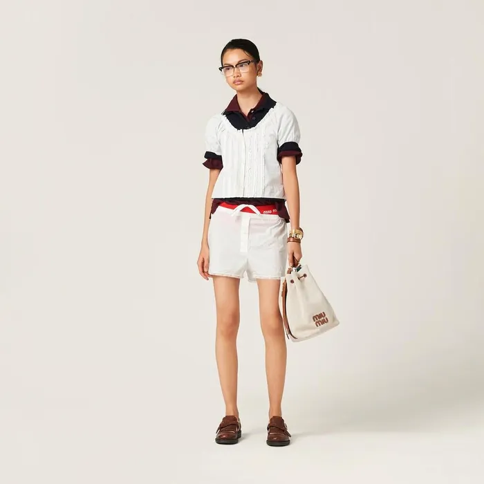 Women Underwear And Beachwear Miu Miu Batiste Boxer Shorts Ivory Women Underwear And Beachwear Miu Miu Batiste Boxer Shorts Ivory