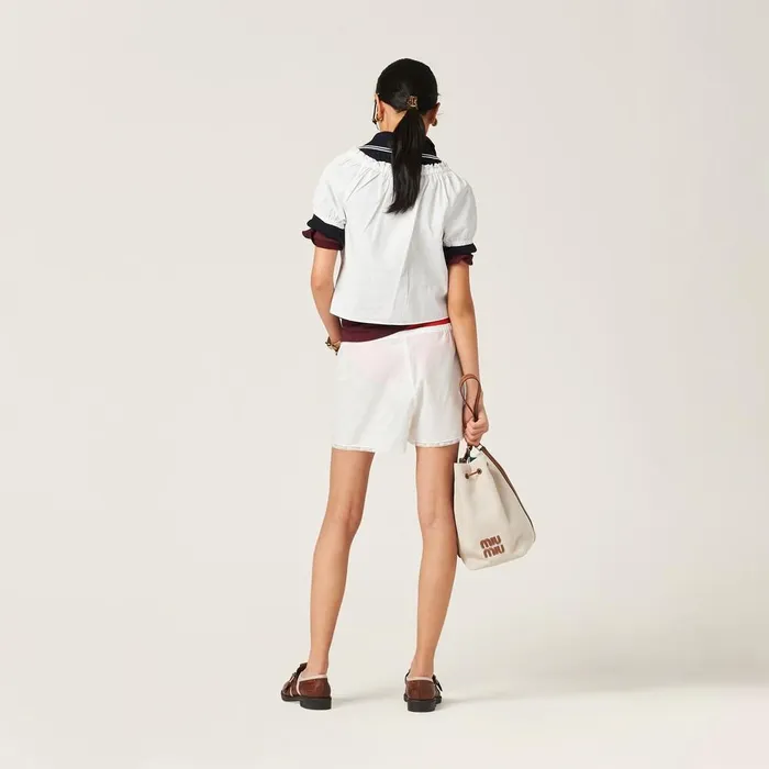 Women Underwear And Beachwear Miu Miu Batiste Boxer Shorts Ivory Women Underwear And Beachwear Miu Miu Batiste Boxer Shorts Ivory