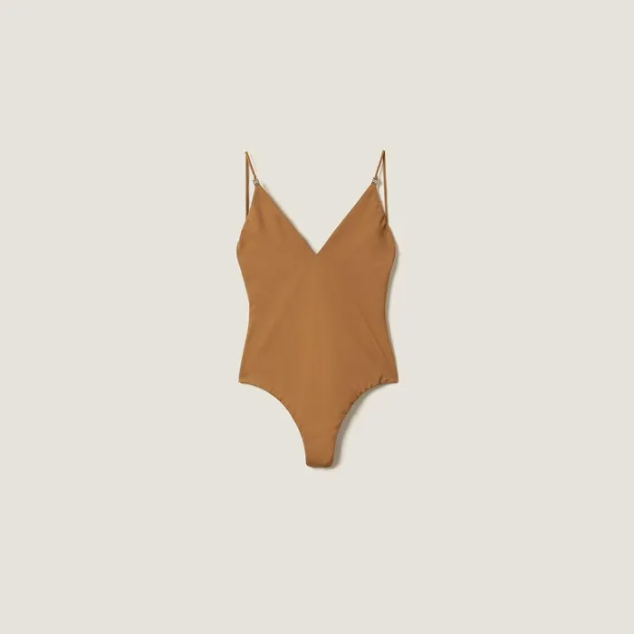 Women Underwear And Beachwear Miu Miu Onepiece Swimsuit Cork Beige