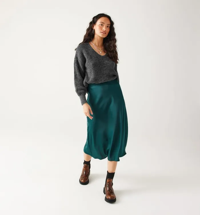 Women VNeck Ribbed Jumper 8211 Dark Grey Promod Jumpers And Cardigans Women VNeck Ribbed Jumper 8211 Dark Grey Promod Jumpers And Cardigans