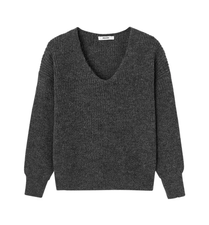 Women VNeck Ribbed Jumper 8211 Dark Grey Promod Jumpers And Cardigans Women VNeck Ribbed Jumper 8211 Dark Grey Promod Jumpers And Cardigans
