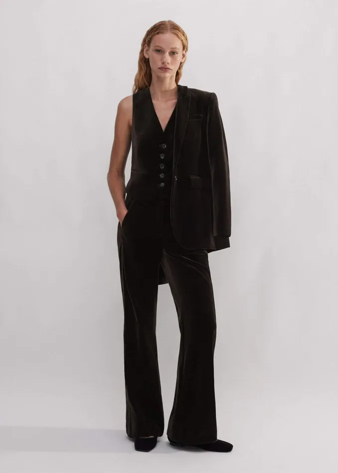 Women Velvet Evening Kick Flare Pant Double Espresso MEEM