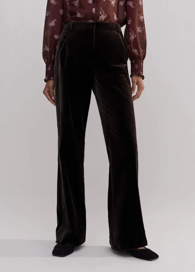 Women Velvet Evening Kick Flare Pant Double Espresso MEEM
