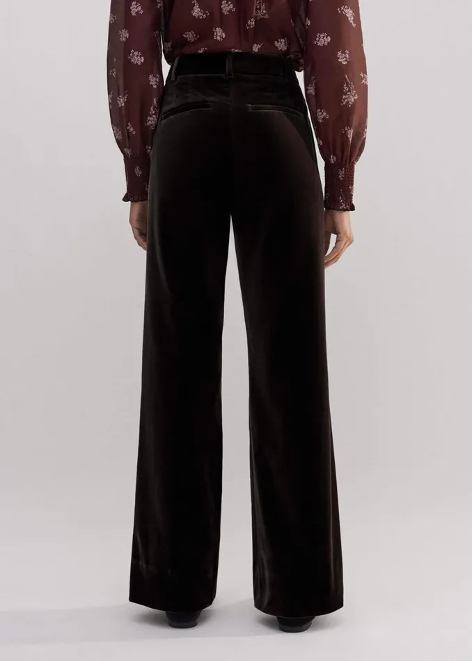 Women Velvet Evening Kick Flare Pant Double Espresso MEEM