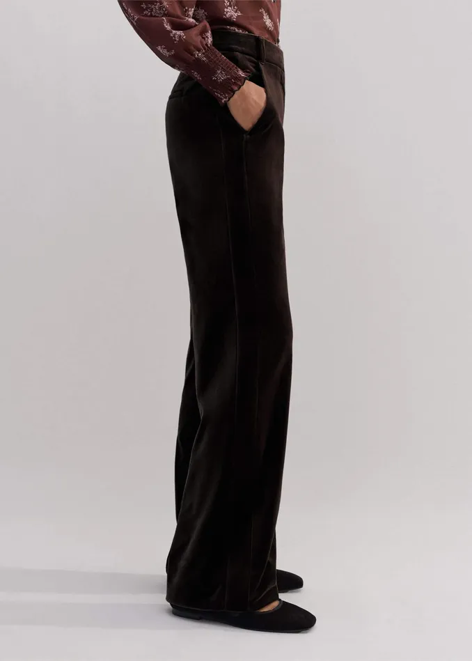 Women Velvet Evening Kick Flare Pant Double Espresso MEEM