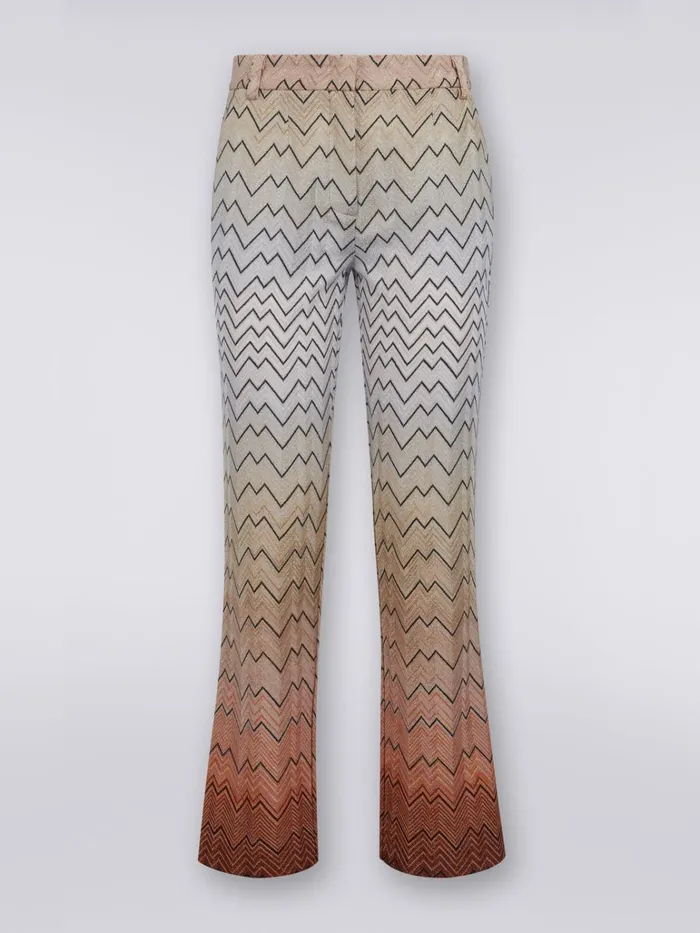 Women Viscose Blend Capri Pants With Zigzag Pattern And Lurex White Missoni Trousers