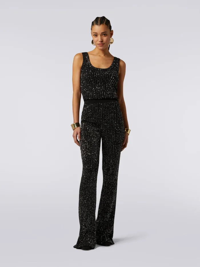 Women Viscose Blend Flared Trousers With Sequins Black Missoni Trousers Women Viscose Blend Flared Trousers With Sequins Black Missoni Trousers