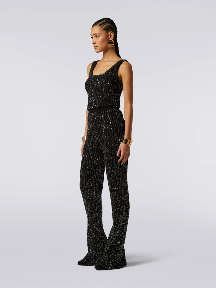 Women Viscose Blend Flared Trousers With Sequins Black Missoni Trousers Women Viscose Blend Flared Trousers With Sequins Black Missoni Trousers
