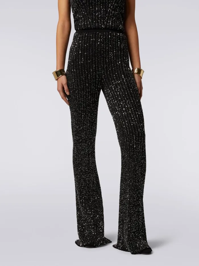 Women Viscose Blend Flared Trousers With Sequins Black Missoni Trousers Women Viscose Blend Flared Trousers With Sequins Black Missoni Trousers