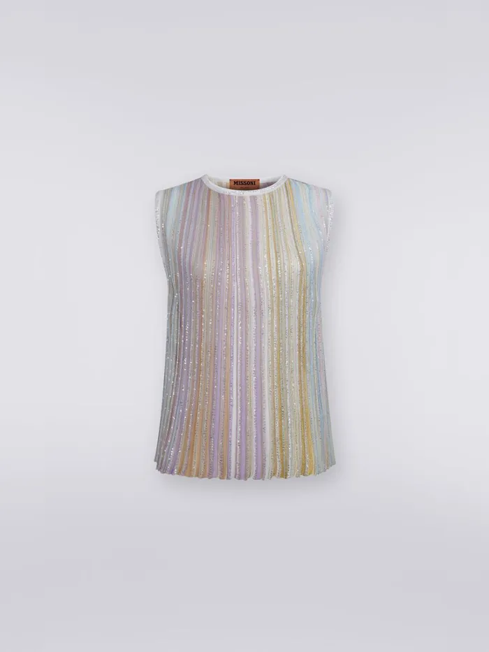 Women Viscose Blend Tank Top With Vertical Stripes And Sequins Multicoloured Missoni Tshirts And Tops Women Viscose Blend Tank Top With Vertical Stripes And Sequins Multicoloured Missoni Tshirts And Tops