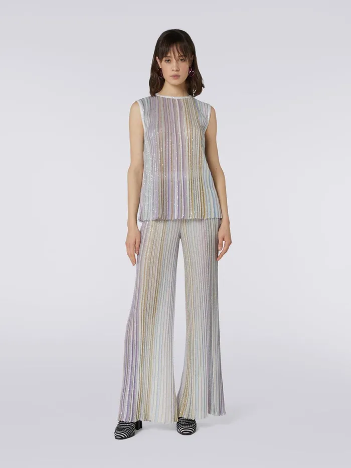 Women Viscose Blend Tank Top With Vertical Stripes And Sequins Multicoloured Missoni Tshirts And Tops Women Viscose Blend Tank Top With Vertical Stripes And Sequins Multicoloured Missoni Tshirts And Tops