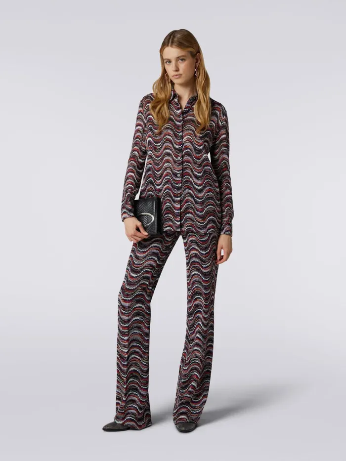 Women Viscose Trousers With Wave Pattern And Lurex Multicoloured Missoni Trousers Women Viscose Trousers With Wave Pattern And Lurex Multicoloured Missoni Trousers