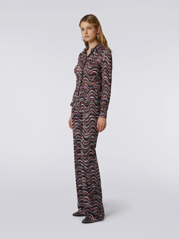 Women Viscose Trousers With Wave Pattern And Lurex Multicoloured Missoni Trousers Women Viscose Trousers With Wave Pattern And Lurex Multicoloured Missoni Trousers