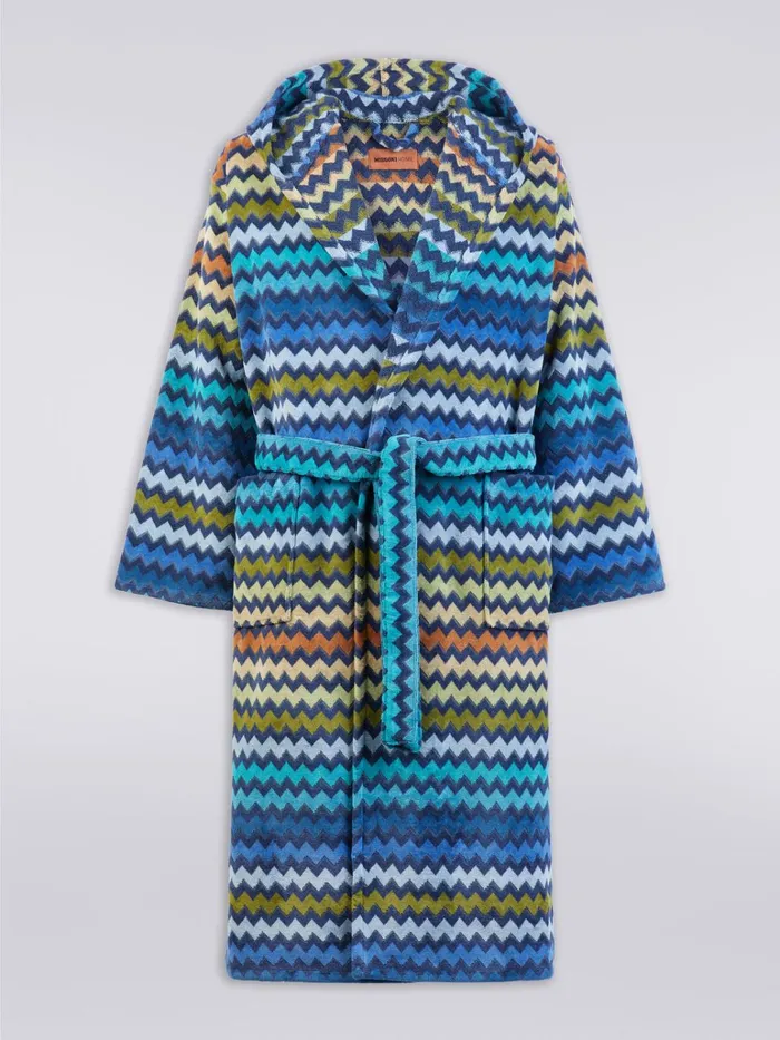 Women Warner Hooded Bathrobe Blue Missoni Bathrobes