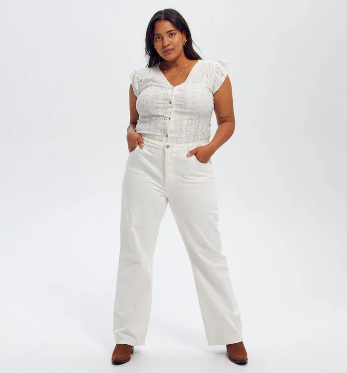 Women Wideleg Baggy Trousers 8211 Ecru Promod Jeans