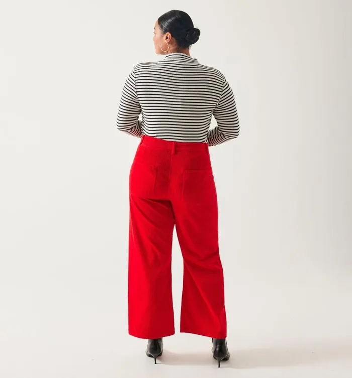 Women Wideleg Corduroy Trousers 8211 Red Promod Trousers Women Wideleg Corduroy Trousers 8211 Red Promod Trousers
