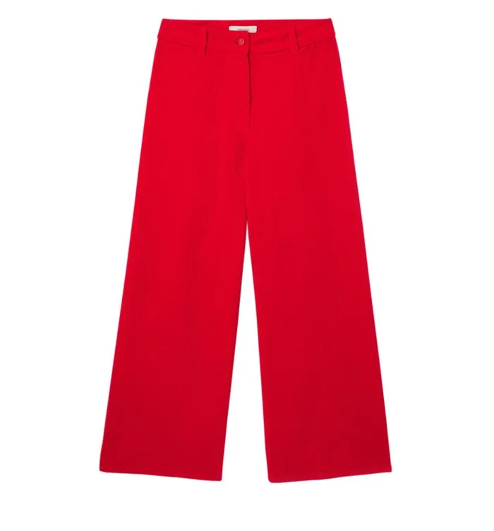 Women Wideleg Corduroy Trousers 8211 Red Promod Trousers Women Wideleg Corduroy Trousers 8211 Red Promod Trousers