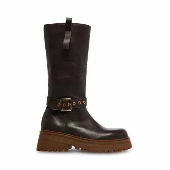 Women WILLOW BROWN LEATHER Brown Leather Steve Madden Boots and Booties