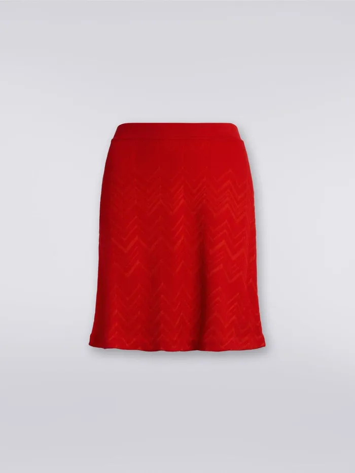 Women Wool And Viscose Chevron EnglishRibbed Skirt Red Missoni Skirts