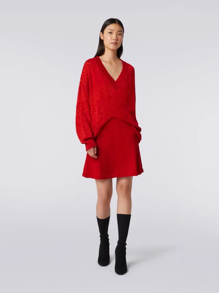 Women Wool And Viscose Chevron EnglishRibbed Skirt Red Missoni Skirts Women Wool And Viscose Chevron EnglishRibbed Skirt Red Missoni Skirts