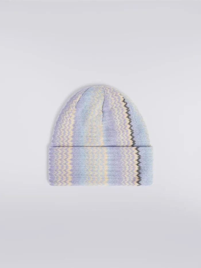 Women Wool Blend Hat With Zigzag Pattern Multicoloured Missoni Hats