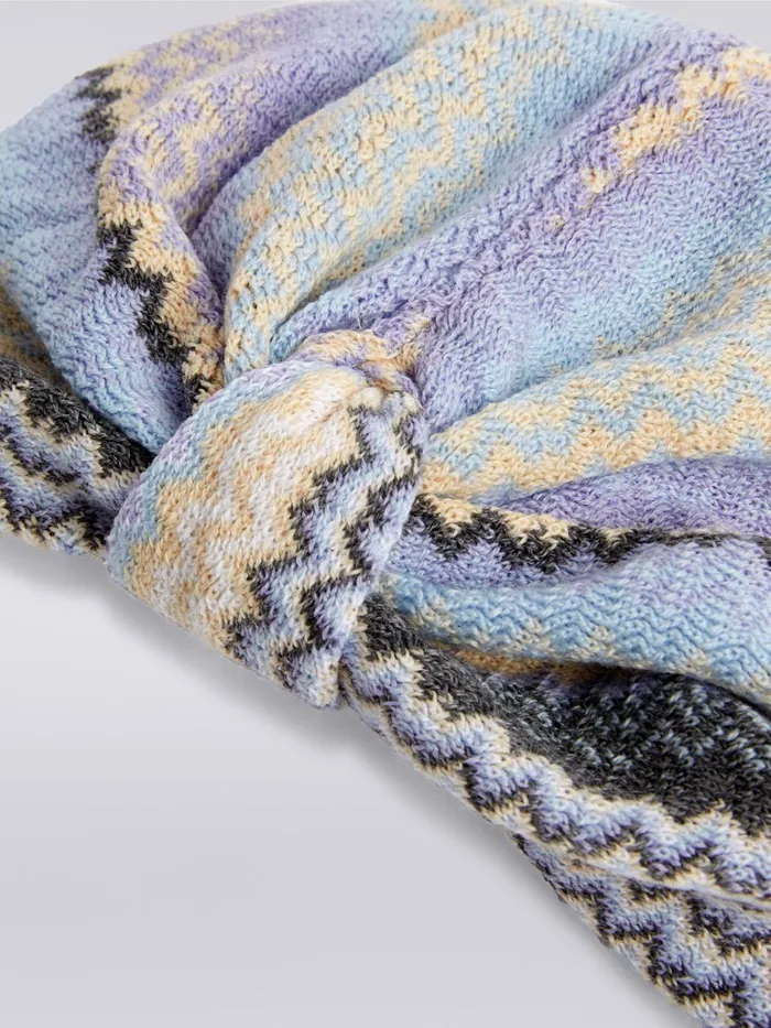 Women Wool Blend Turban With Zigzag Pattern Multicoloured Missoni Hair Accessories Women Wool Blend Turban With Zigzag Pattern Multicoloured Missoni Hair Accessories