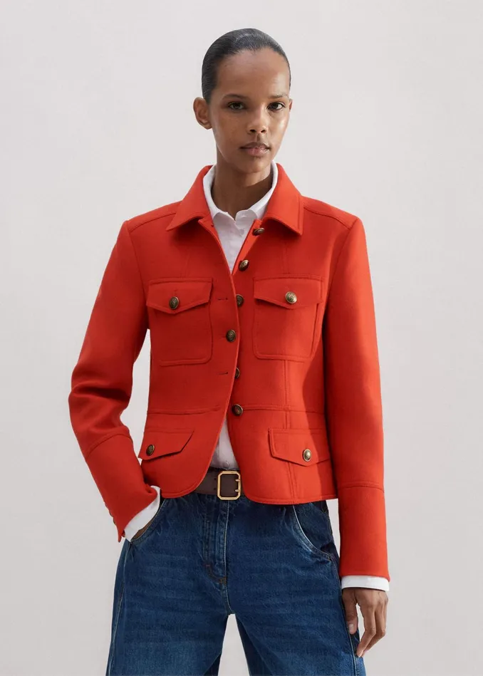 Women Wool Military Jacket Bitter Orange MEEM
