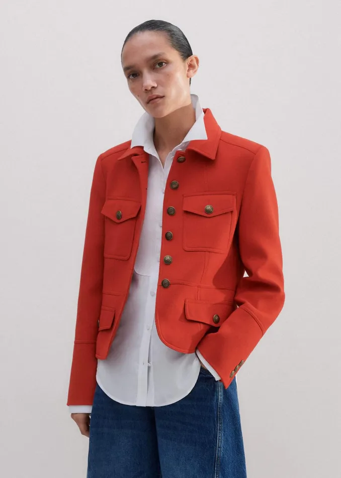 Women Wool Military Jacket Bitter Orange MEEM