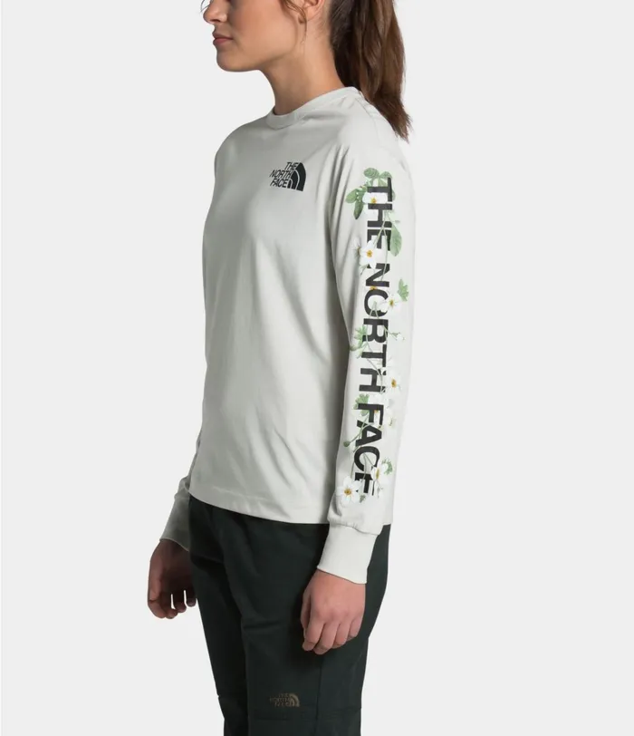 Womens The North Face TShirts Long Sleeve Himalayan Bottle Source Tee Light Tin Grey