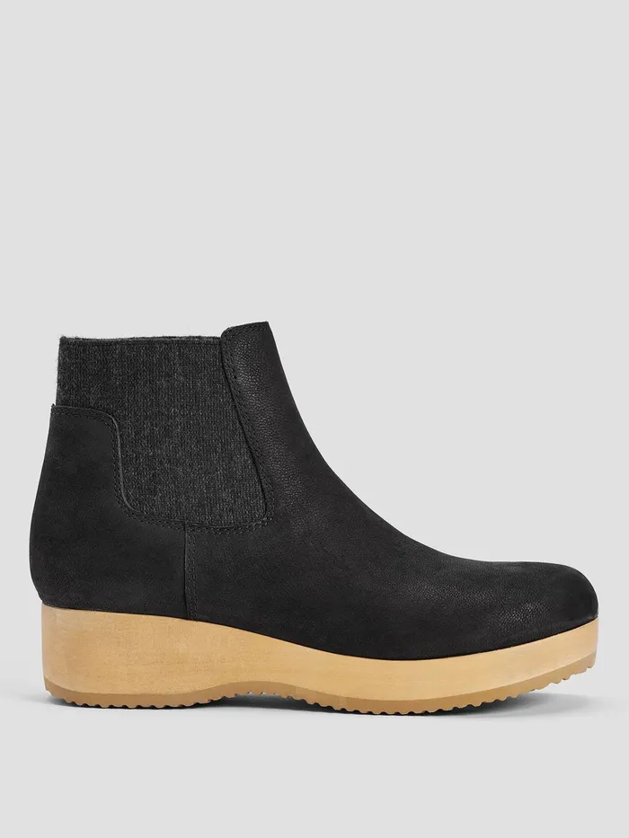 Words Oiled Nubuck Clog Bootie Black Women Eileen Fisher Shoes