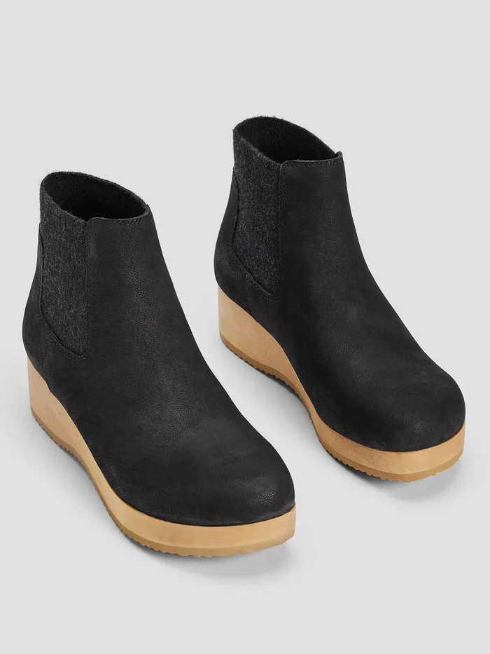 Words Oiled Nubuck Clog Bootie Black Women Eileen Fisher Shoes