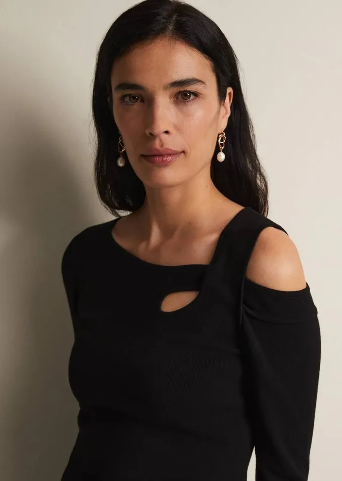 Wren Black Cut Out Knitted Top Black Women Phase Eight Knitwear
