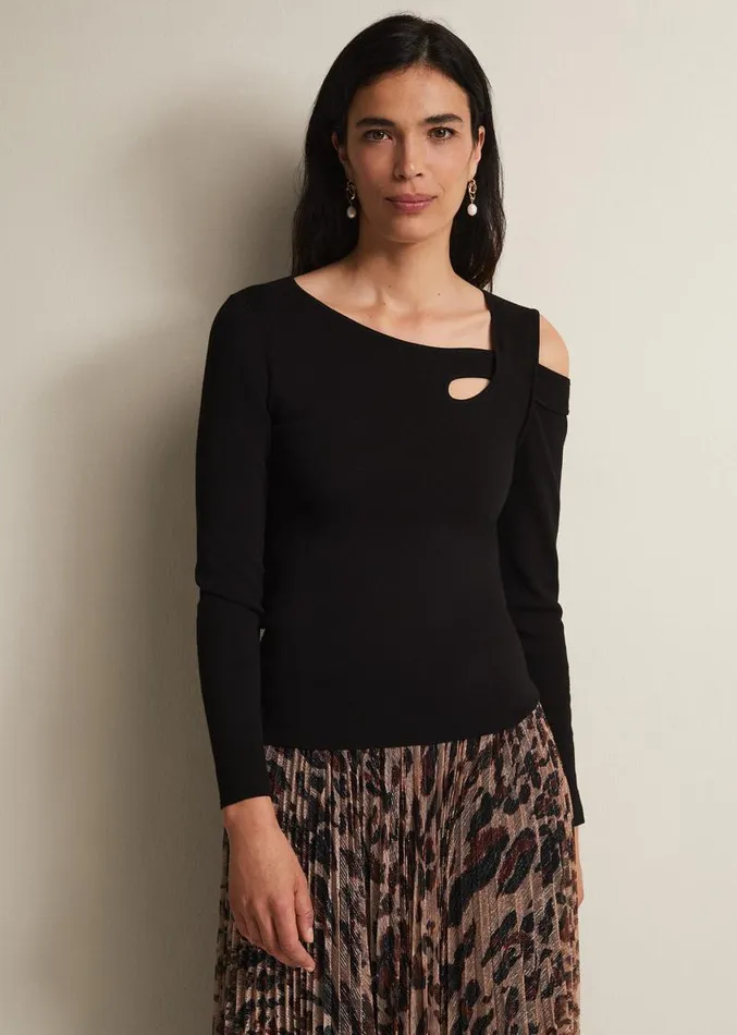 Wren Black Cut Out Knitted Top Black Women Phase Eight Knitwear