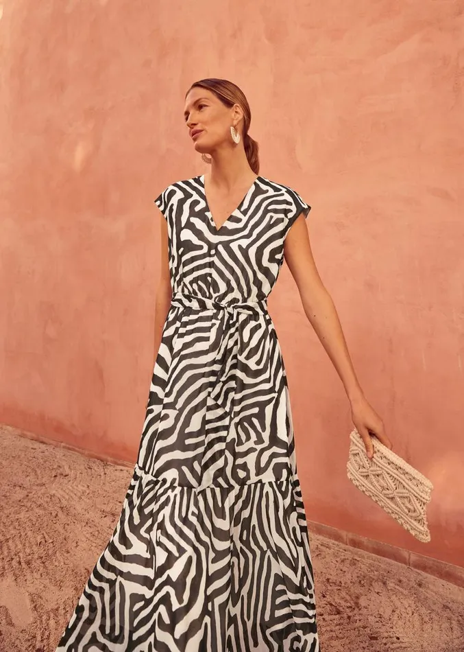 Zalaya Zebra Print Maxi Dress Multicoloured Women Phase Eight Dresses