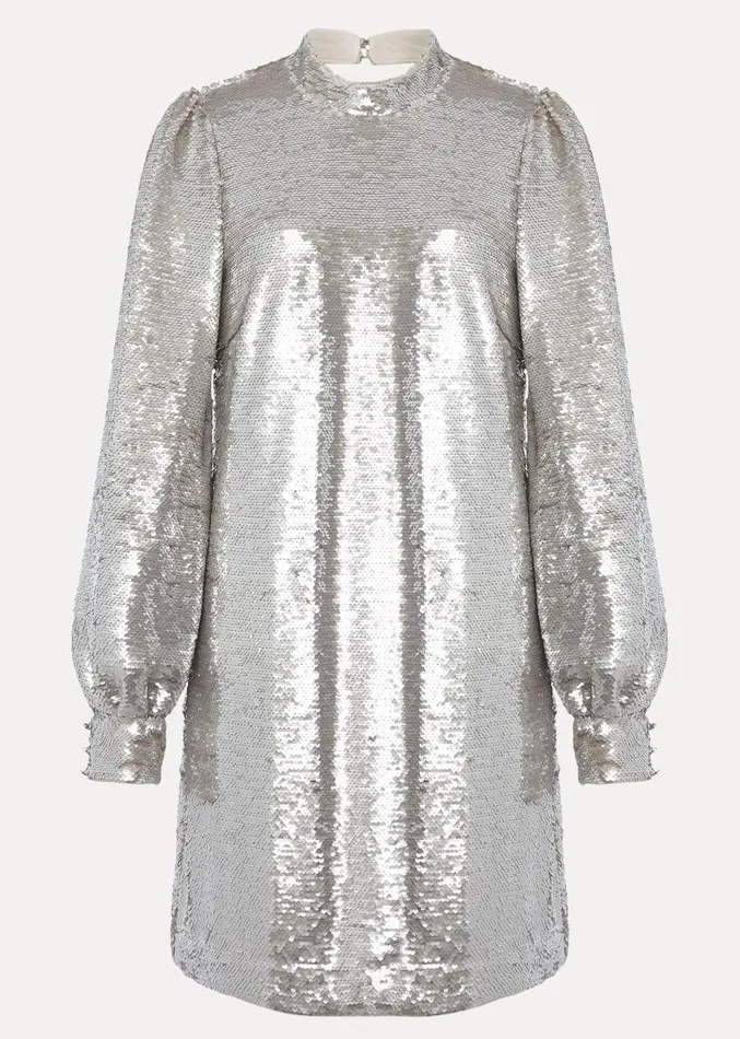 Zia Sequin Mini Dress Silver Women Phase Eight Dresses