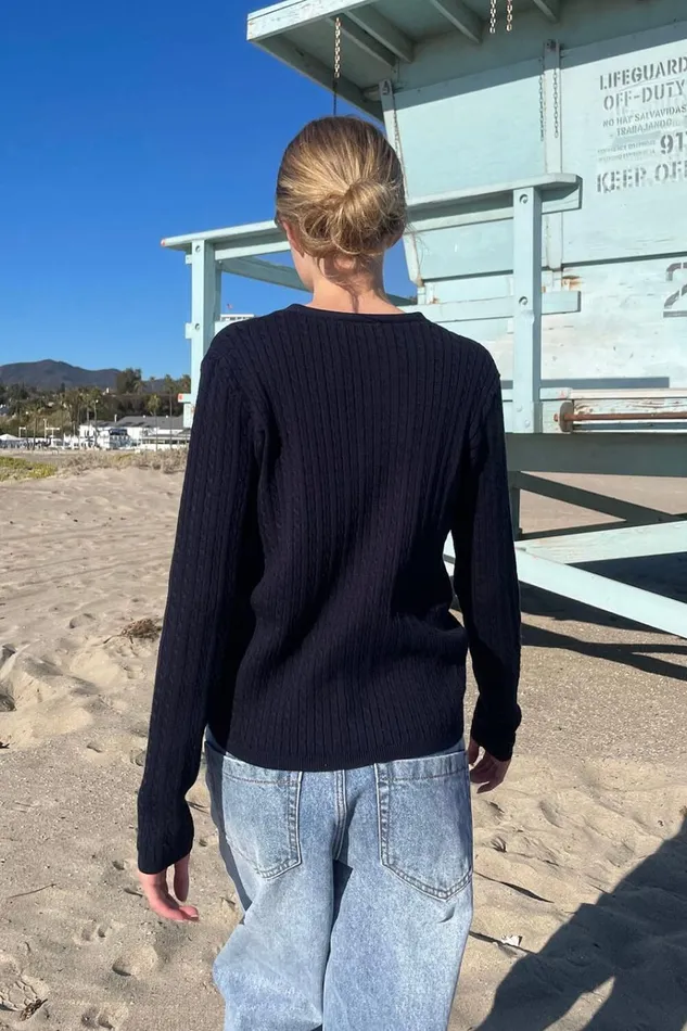 Zoe VNeck Cardigan Navy Blue Women Brandy Melville Sweaters