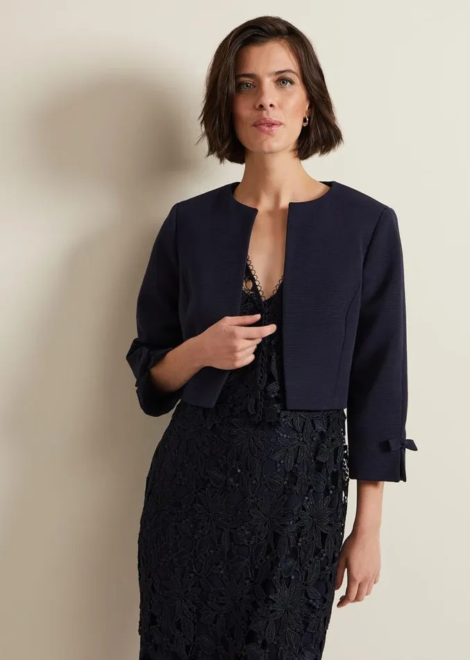 Zoelle Bow Jacket Navy Women Phase Eight Jackets